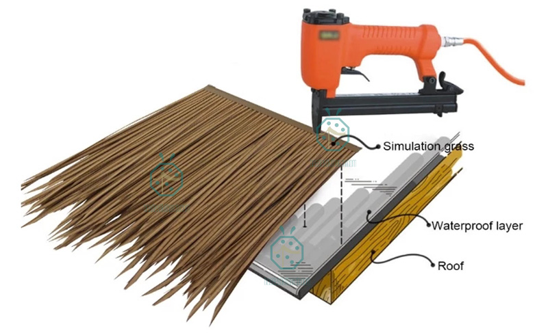 Installation tools for synthetic thatch roof construction